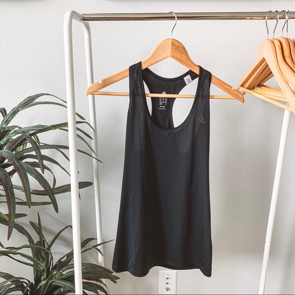 adidas Tops - Adidas Ribbed Black Racerback Athletic Tank